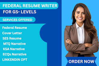 deliver  federal resume writing with ksa, ecqs, mtqs cso  ptqs for usajobs
