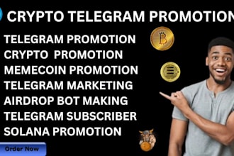 crypto telegram marketing, token promotion, solana memecoin nft tg channel subs