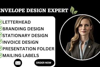 design professional envelope, letterhead, business card and stationery set