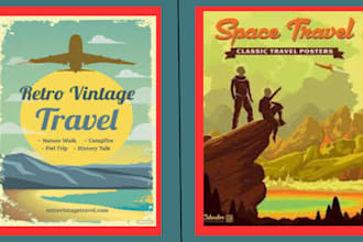 create unique retro vintage minimalist movie, travel poster or event posters
