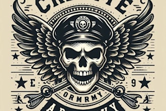 create vintage skull army military logo