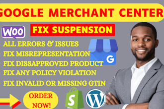 fix google merchant center suspension and misrepresentation