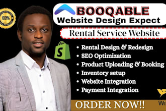 setup booqable rental website design, online booking setup