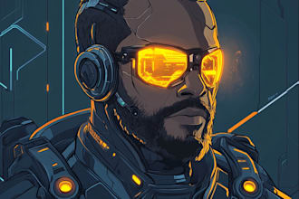 make a game character art or sci fi character illustration