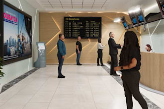 craft 3d airport interior, air field, car park, stadium, showroom design, render