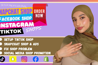 setup tiktok shop dropshipping instagram facebook shop snapchat shop marketing
