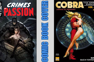 do romance comic book cover design, mafia romance character art romance book art