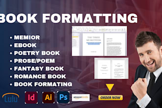 write, format, design poetry book, prose, poem, novel, non fiction book for KDP