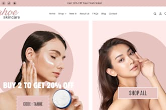 skincare shopify store cosmetic makeup spa skincare beauty dropshipping store