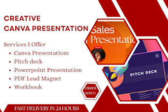 design, redesign canva presentation, pitch deck, PDF lead magnet, google slides