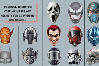 3d cosplay mask, 3d helmets, character mask, animal mask for printing in blender