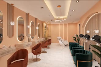 3d beauty salon design, interior design, barbershop, makeup shop 3d design