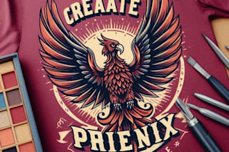 create vintage t shirt bird phoenix logo