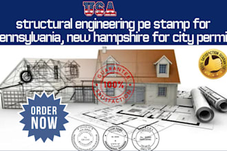 structural engineering pe stamp for pennsylvania, new hampshire for city permit