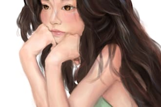 draw a soft oil painting style digital portrait