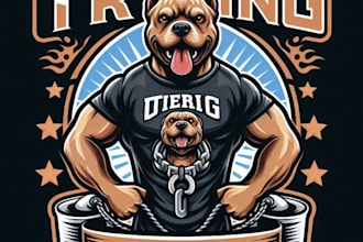 create mascot t shirt dog training pitbull logo