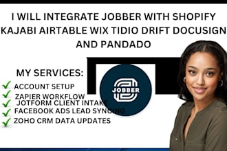 integrate jobber with shopify kajabi airtable wix tidio drift docusign pandado