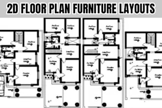 draw 2d floor plans, elevations and furniture layouts in 3d modeling