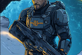sci fi character illustration or sci fi character art