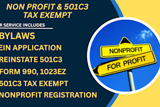 file 501c3 tax exemption, non profit registration, ein, bylaw, form 990, 1023ez