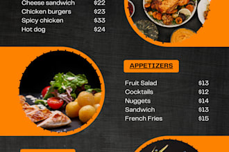 design a professional and attractive hotel menu card