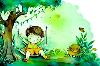 create watercolor children book illustrations