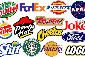 create, remake, spoof, nostalgic parody logo with your brand  name