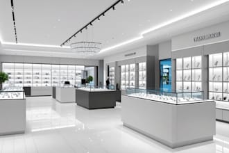 do 3d clothing store design, commercial store design, boutique, 3d jewelry store