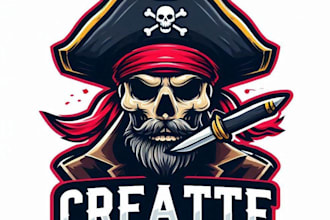 create mascot skull pirate logo with illustration design