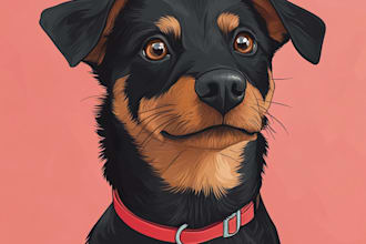 do your pet portrait into cute disney style illustration