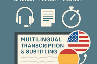 transcribe or subtitle your audio or video in spanish, french or english