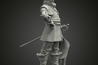 design 3d character, historical military figure, 3d toy anime, stl for 3d print