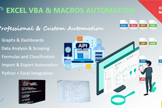 automate data collection from websites, apis, or databases into excel