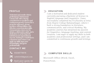 design a professional CV resume and unique modern logo