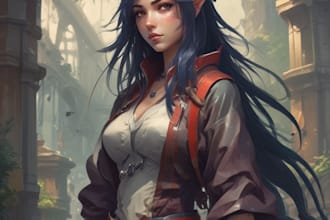 anime digital art or other cartoon styles, character design