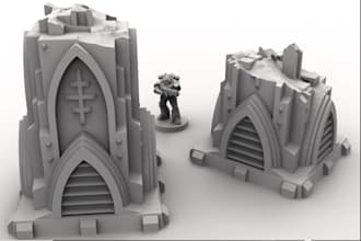 rebuild 3d terrain tabletop minis,stl rpg wargmes 3d printing diorama, modular