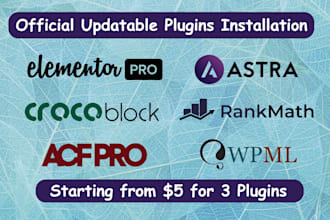 install elementor pro astra pro crocoblock wpml acf rank math pro plugin