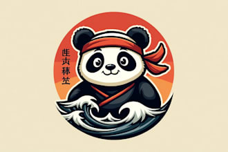 make eye catching ninja panda warrior mascot logo design only 12 hours