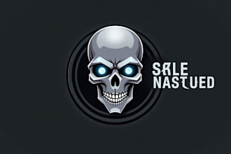design an awesome robotic skull head mascot logo in 12 hours