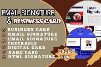 design digital card, email signature, name card, clickable email footer, qr code