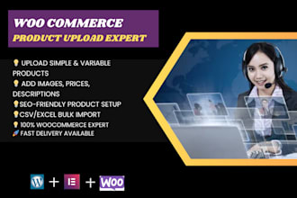 do woocommerce product upload, listing, and SEO data entry