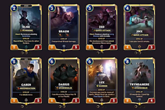 design custom fantasy tcg trading card game templates frames rulebook and mockup