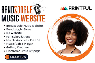 design bandzoogle music website, bandzoogle store or page, and merch pod store