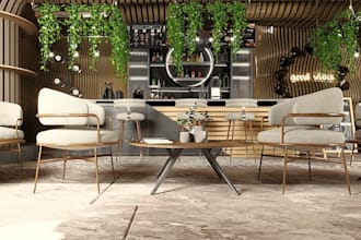 redesign bar interior rendering cafe,3d restaurant, burger,contemporary building