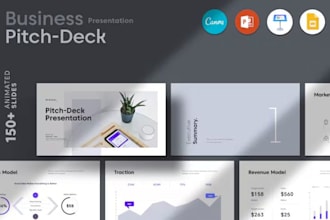 design fundraising investor pitch deck, financial and budget report presentation
