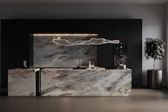 design kitchen interior in 3d and render