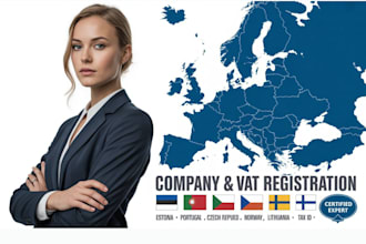 register your company and vat in estonia, portugal, czech, sweden, norway, lt