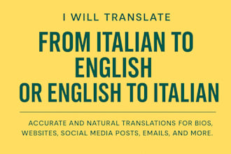 translate your texts from italian to english or english to italian