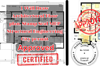draw architectural floor plan, stamp seal mep structural engineering city permit