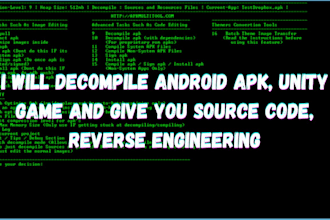decompile android apk, unity game and give you source code, reverse engineering
